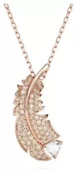 Image of Swarovski 5663483 Nice Feather Pendant Necklace Rose Gold- Jewellery
