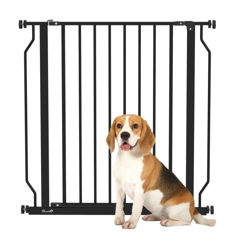 Image of PawHut Dog Gate Wide Stair Gate, 75-85W cm, Black D06-109V03BK