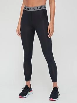 Image of Calvin Klein Performance Logo 7/8 Length Leggings - Black, Size S, Women