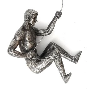 Image of Silver Abseiling Man Looking Down 73cm