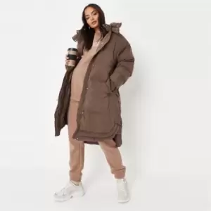 Image of Missguided Maternity long padded coat - Brown