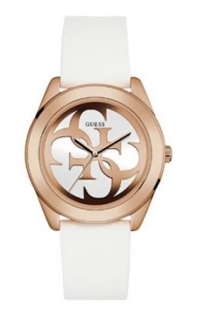 Image of Guess W0911l5 ladies silicone strap watch Rose Gold