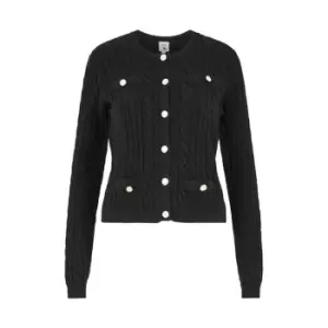 Image of Yumi Black Cable Knit Cropped Cardigan - Black