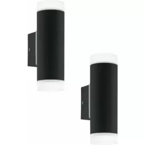 Image of Loops - 2 pack IP44 Outdoor Wall Light Black Up & Down Light 2x 5W GU10 Porch Lamp