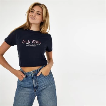 Image of Jack Wills Eccleston Crop T-Shirt - Navy