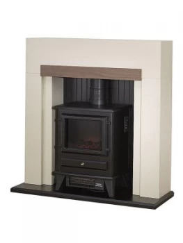 Image of Adam Fire Surrounds Salzberg Electric Fire Suiteplace With Stove