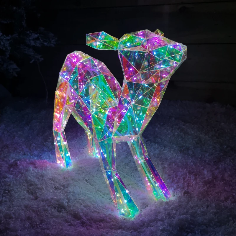 Image of 40cm Light up Standing Iridescent DreamLights Christmas Fawn with 100 White LEDs