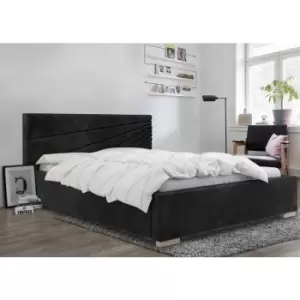 Image of Fenna Upholstered Beds - Plush Velvet, Small Double Size Frame, Black - Black