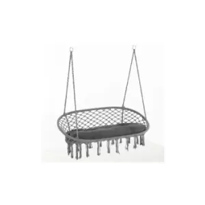 Image of Outsunny - Hanging Hammock Chair Macrame Seat for Patio Garden Dark Grey