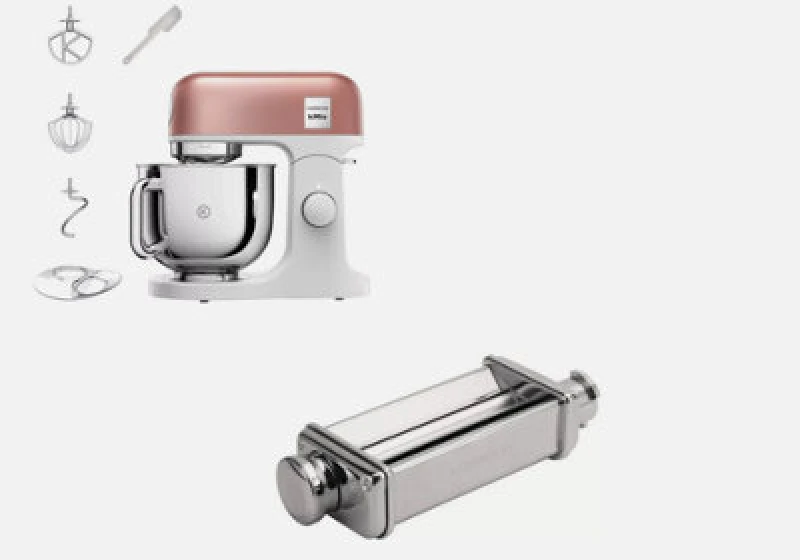 Image of Kenwood 5L Kmix Stand Mixer Apricot Pink & Pasta Expert Multi Pack