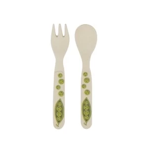 Image of Sass & Belle Happy Fruit & Veg Bamboo Kid's Fork & Spoon Set