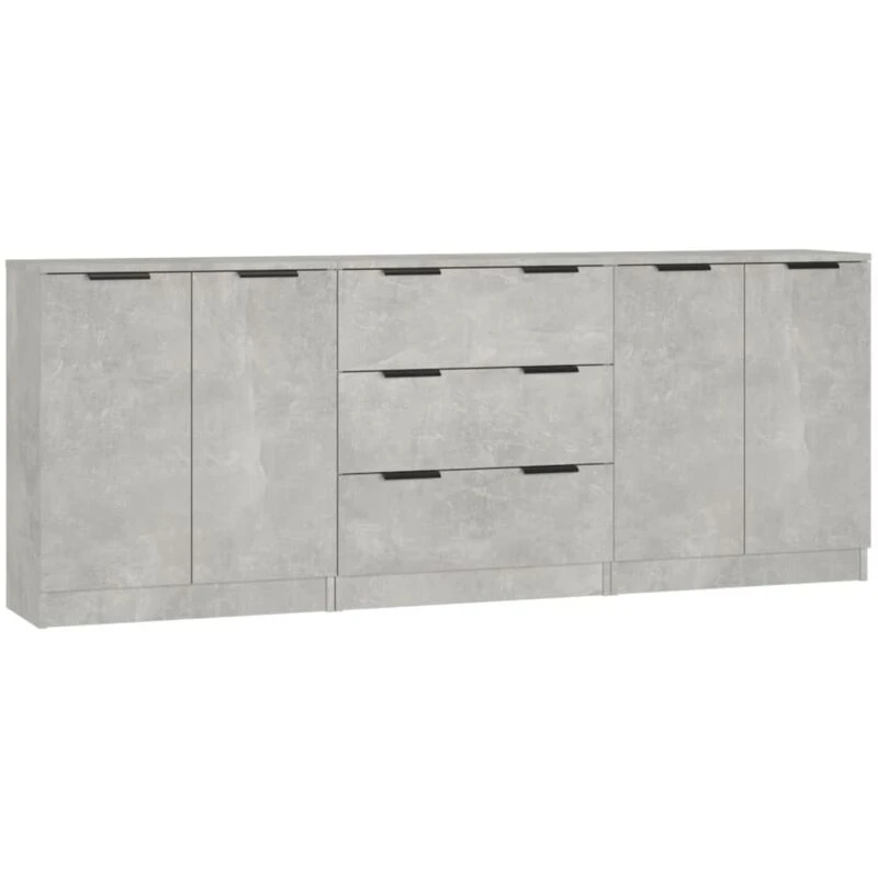 Image of VIDAXL 3 Piece Sideboards Concrete Grey Engineered Wood Vidaxl 8720287122432