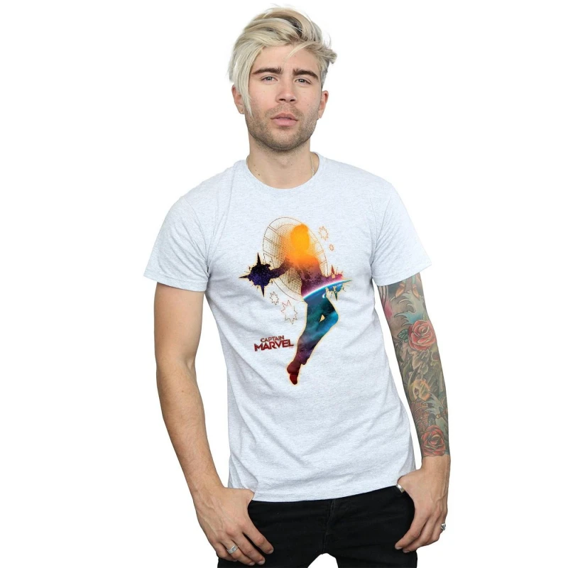 Image of Marvel Marvel Men Captain Nebula Flight T-Shirt in Grey Size: Small Grey S Male 5059114207701