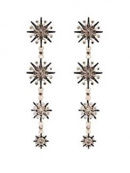 Image of Mood Mood Rose Gold Plated Jet Crystal Starburst Linear Drop Earring