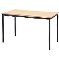 Image of Niceday Rectangular Table with Maple Coloured MFC & Aluminium Top and Black Frame 1400 x 700 x 750 mm