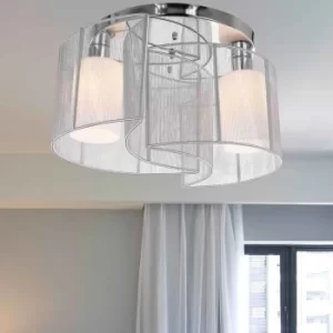 Image of White Metal Crescent Ceiling Chandelier, none