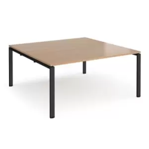 Image of Adapt boardroom table starter unit 1600mm x 1600mm - Black frame and beech top