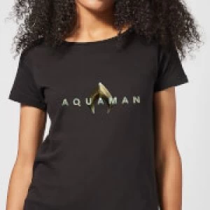 Image of Aquaman Title Womens T-Shirt - Black - S