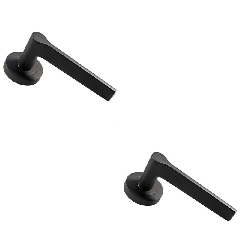 Image of Loops 2x PAIR Straight Rounded Handle on Round Rose Concealed Fix Matt Bronze Multi