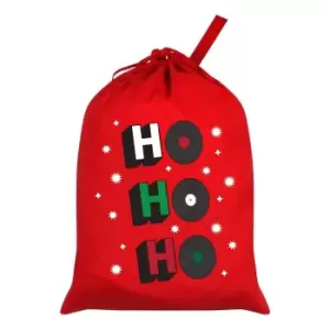 Image of Grindstore Ho Ho Ho Vinyl Record Santa Sack (One Size) (Red/White/Black)
