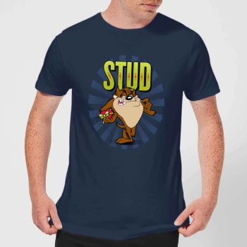 Image of Looney Tunes Stud Taz Mens T-Shirt - Navy - XS
