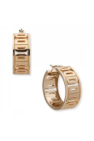 Image of DKNY Jewellery PE 25MM LOGO HOOP-GOLD 04G00125