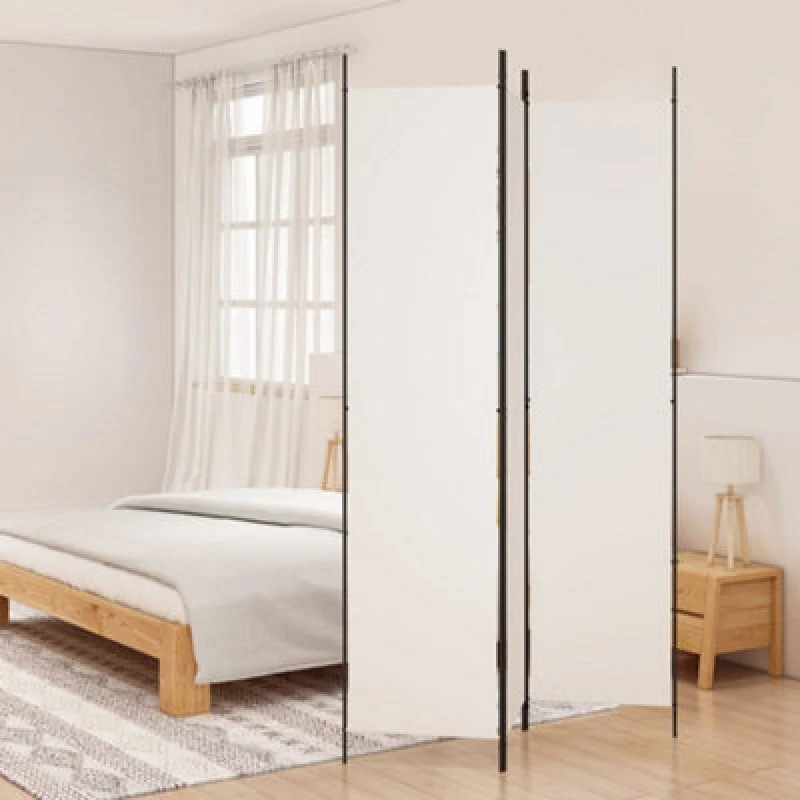 Image of Vidaxl 3-panel Room Divider White 150X220 Cm Fabric, White 350194