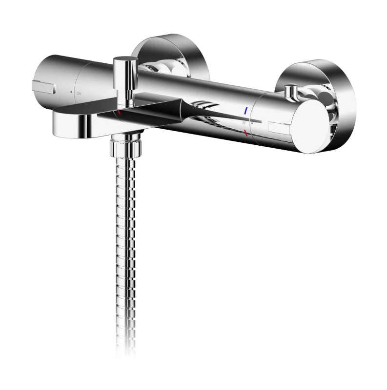Image of Balterley Round Wall Mount Thermostatic Bath Shower Mixer Bar Valve Tap Chrome Silver