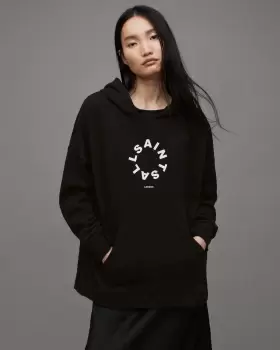 Image of AllSaints Etienne Tierra Logo Oversized Hoodie