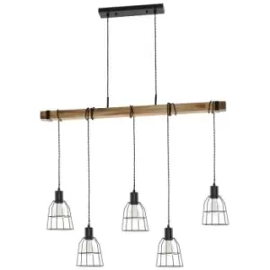 Image of Italux Lighting - Italux Ponte - Industrial And Retro Hanging Pendant Black 5 Light , E27