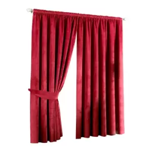 Image of Riva Home Imperial Pencil Pleat Curtains (66x72 (168x183cm)) (Red)