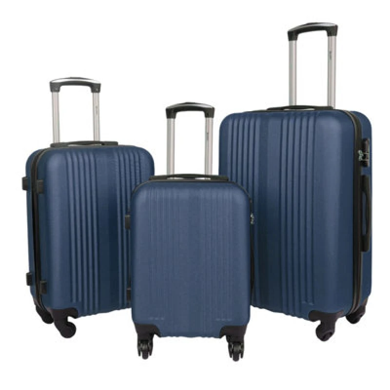 Image of Groundlevel Navy Delta Stripe 3 Piece Luggage Set