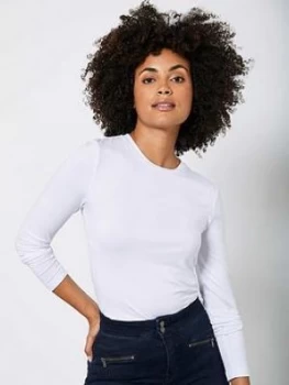Image of Mint Velvet Crew Neck Long Sleeve Top - White