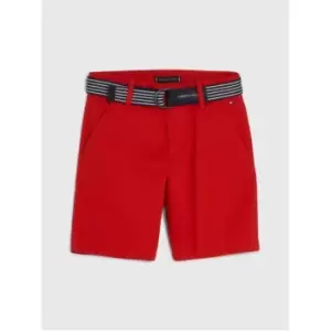 Image of Tommy Hilfiger Essential Belted Chino Shorts - Red