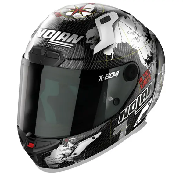Image of Nolan X-804 RS Ultra Carbon Checa 024 White Replica Full Face Helmet Size S