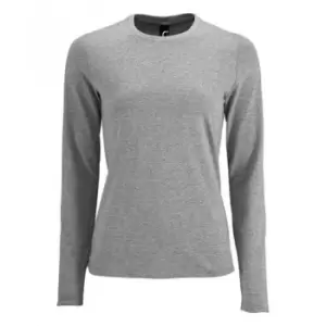 Image of SOLS Womens/Ladies Imperial Long Sleeve T-Shirt (XL) (Grey Marl)