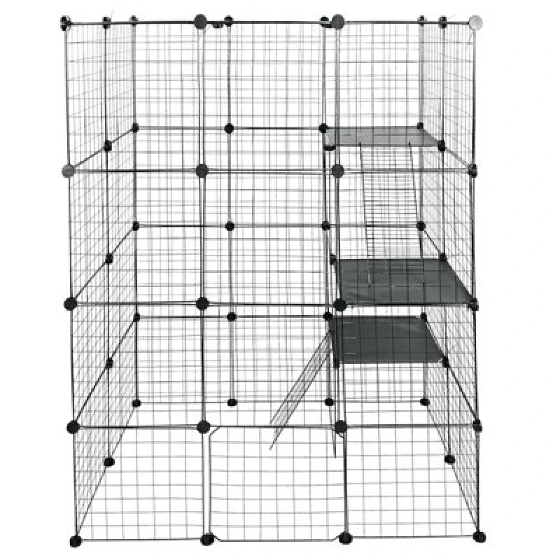 Image of Gr8 Home Large 4 Tier Cat Cage Playpen Enclosure Pet Kitten Kennel Metal Wire Crate Box Black