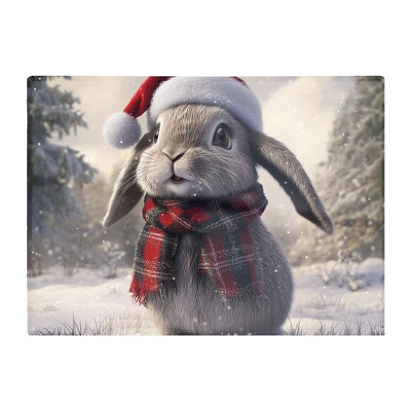 Image of Warren Reed Designer Christmas Grey Rabbit Glass Chopping Board