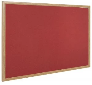 Image of Bi-Office Earth-It Exec Red Felt Ntcbrd Oak Frme 120x90cm