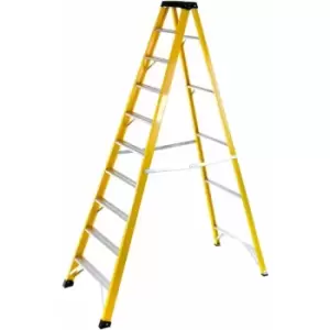 Image of Loops - 1.7m fibreglass Swingback Step Ladders 10 Tread Professional Lightweight Steps