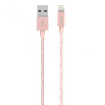 Image of Belkin F8J144BT04-C00 1.2M Lightning to USB Braided Cable in Rose Gold