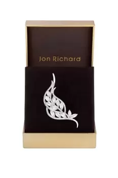 Image of Rhodium Plated Crystal Cubic Zirconia Swirl Leaf Brooch - Gift Boxed