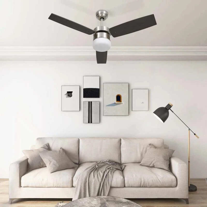 Image of VIDAXL Ceiling Fan with Light and Remote Control 108cm Dark Brown vidaXL 8720286145968