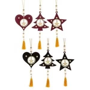 Image of Xmas Flock Hanging Dec With Tassel