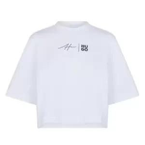 Image of Hugo Cropped T Shirt - White