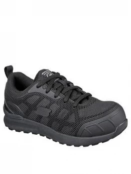 Image of Skechers Lace Up Athletic With Safety Toe Trainer - Black, Size 5, Women