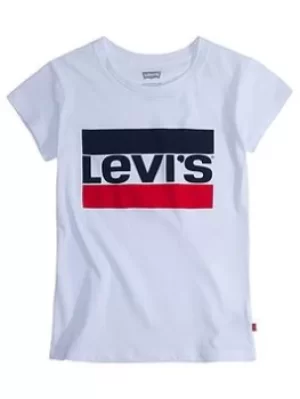Image of Levis Girls Short Sleeve Sportswear Logo T-Shirt, White, Size Age: 2 Years, Women