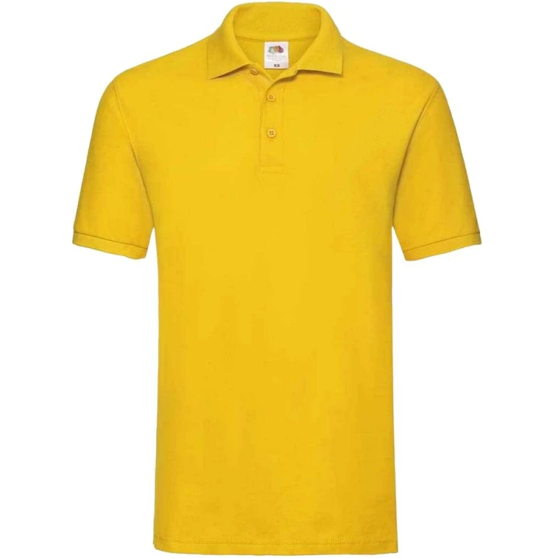 Image of Fruit Of The Loom Fruit of the Loom Men Premium Cotton Pique Polo Shirt in Yellow Size: Small Yellow S Male 5063527578655