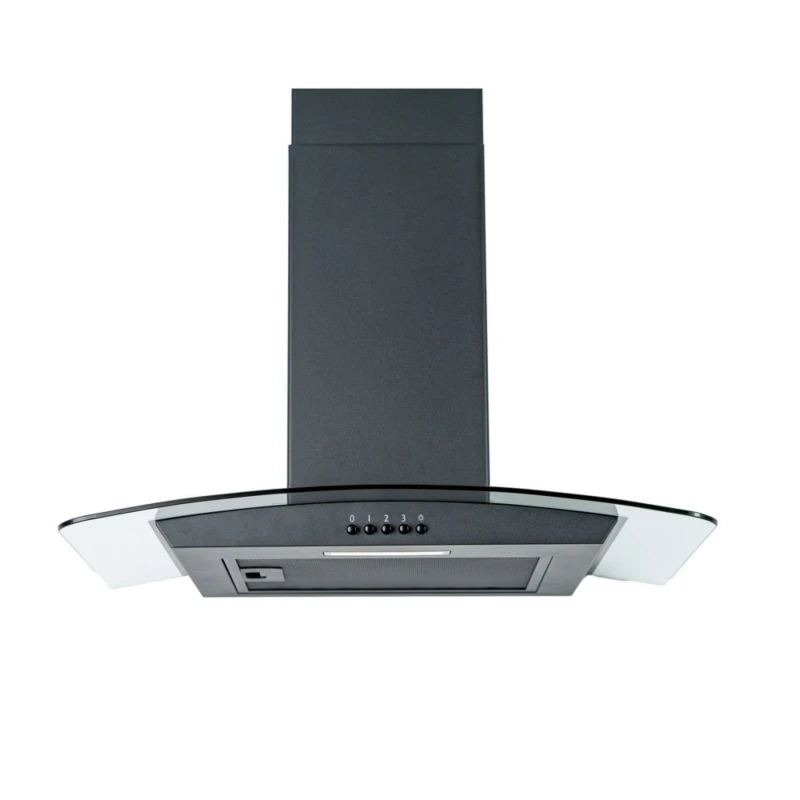 Image of CDA 60cm Curved Glass Chimney Cooker Hood - Black SCCV60BL Black