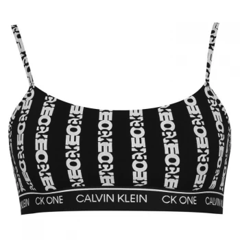 Image of Calvin Klein ONE Cotton Unlined Bralet - LOGO STRIPE BLK